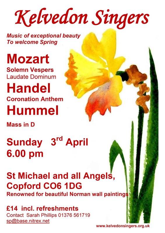Concert Poster 3rd April at Copford